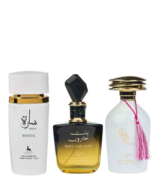 Set 3 Parfumuri Orientale de Dama - Bint Haroon + Sara White + Aliya