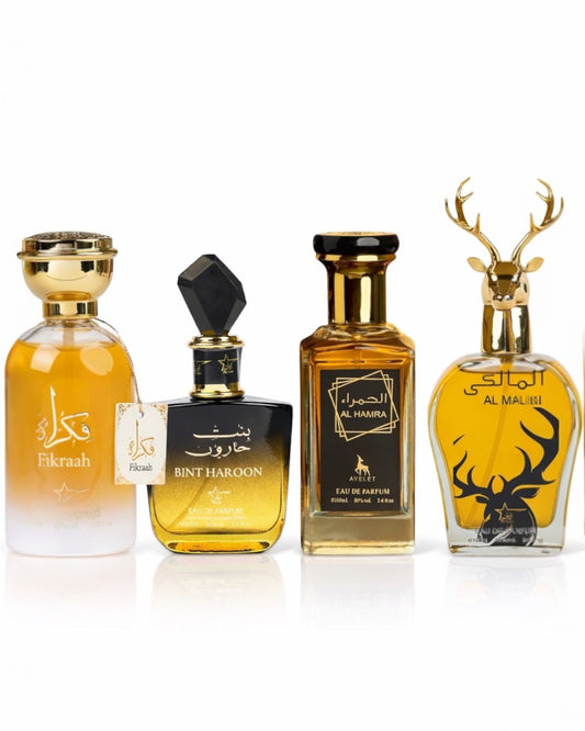 Set 4 Parfumuri Orientale ( 2xDama + 2xBarbat ) - Fikrah + Bint Haroon + Al Hamra + Maliki
