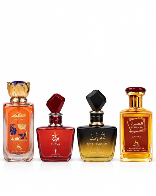 Set 4 Parfumuri Orientale de Dama - Waham + Bint Haroon + Anaya + Al Hamra Qahwa