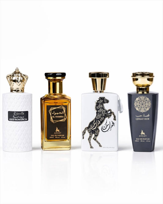 Set 4 Parfumuri Orientale Barbatesti - Oud Romancia + Al Hamra + Qissat Gray + Malik al Arab