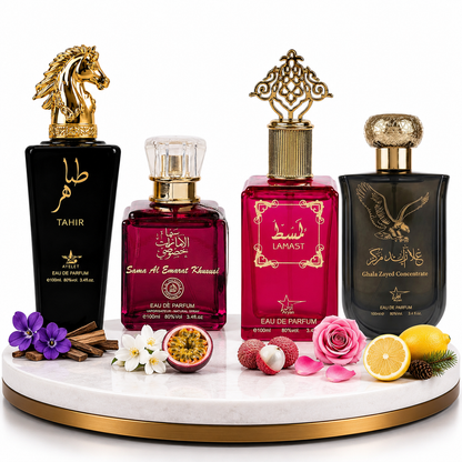 Set 4 Parfumuri Orientale (2x Barbat + 2x Dama) 100ML - Tahir + Sama Al Emarat Khususi + Lamast  + Ghala Zayed Concentrate