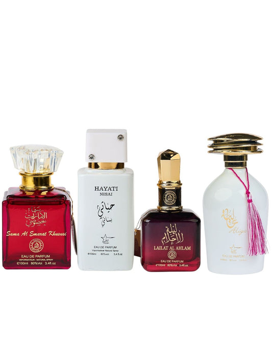 Set 4 Parfumuri Orientale De Dama - Sama Al Emarat + Hayati Nisai + Lailat Ahlam + Aliya