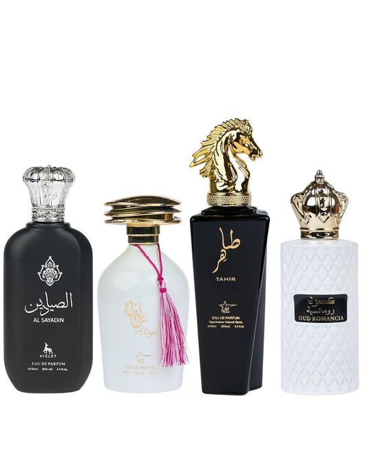 Set 4 Parfumuri Orientale ( 2xDama + 2xBarbat) - Al Sayadin + Aliya + Tahir + Oud Romancia