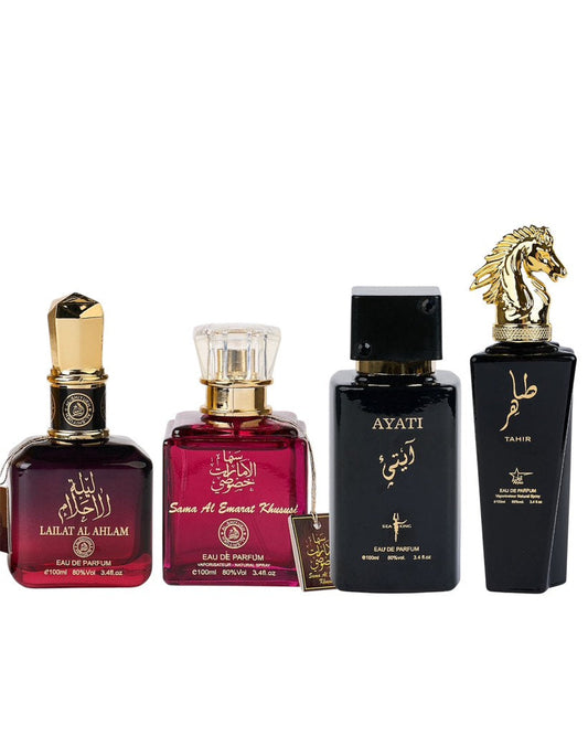 Set 4 Parfumuri Orientale ( 2xDama + 2xBarbat) - Lailat al Ahlam + Sama Al Emarat + Ayati Black + Tahir