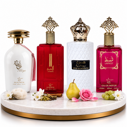 Set 4 Parfumuri Arabesti De Femei 100ML - Al Khaleej + Aliya + Lamast + Oud Romancia