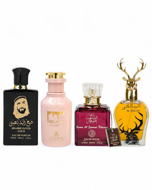 Set 4 Parfumuri Orientale ( 2xDama + 2xBarbat ) - Sheikh Zayed Gold + Eclat + Sama Emarat + Maliki