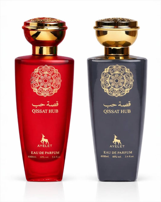 Set 2 Parfumuri Orientale ( Dama + Barbat ) - Qissat Hub Red +  Qissat Hub Gray