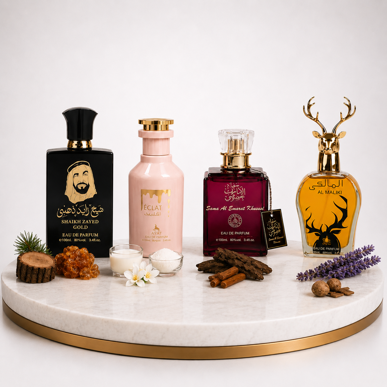 Set 4 Parfumuri Orientale ( 2xDama + 2xBarbat ) - Sheikh Zayed Gold + Eclat + Sama Emarat + Maliki