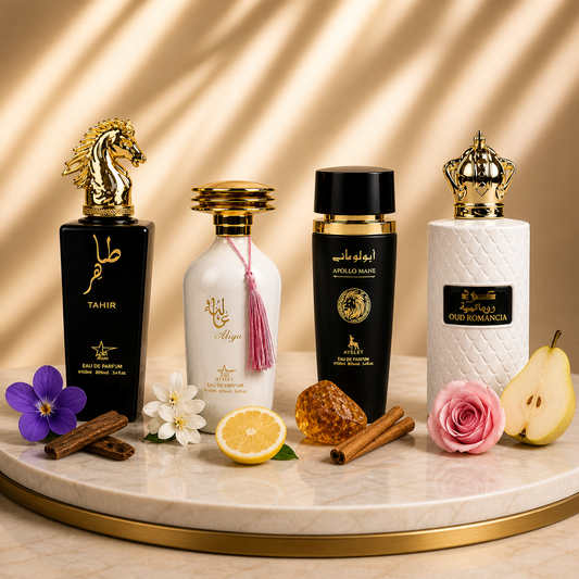 Set 4 Parfumuri Orientale 100ML (2xDama + 2xBarbati) - Tahir + Aliya + Apollo Mane Black + Oud Romancia