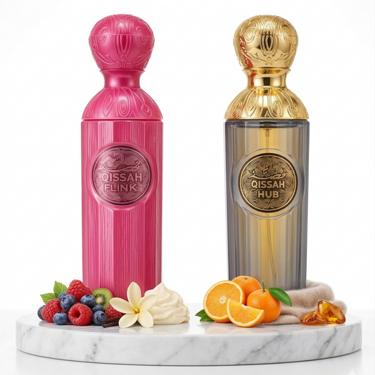 Set 2 Parfumuri Orientale (1x Barbat + 1x Dama) 100ML - Qissah Pink + Qissah Grey