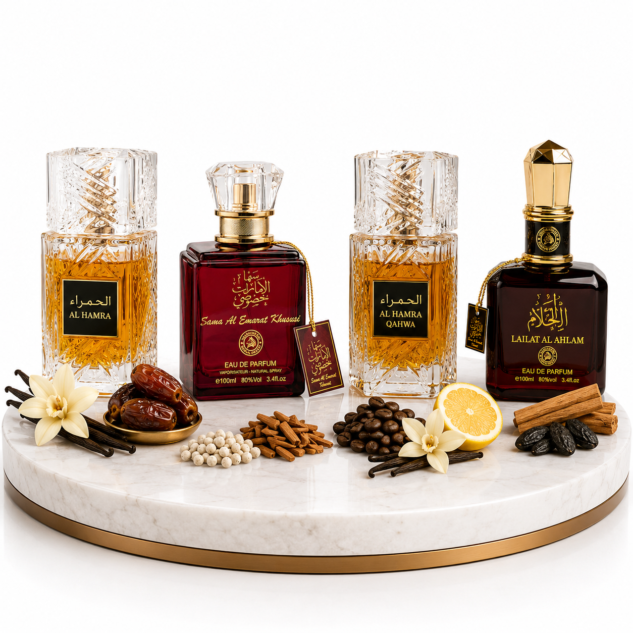 Set 4 Parfumuri Orientale Barbatesti 100ML - Al Hamra Royal + Sama Al Emarat Khususi + Al Hamra Qahwa + Lailat Al Ahlam