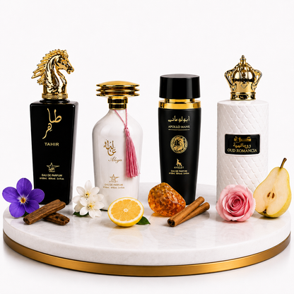 Set 4 Parfumuri Orientale 100ML (2xDama + 2xBarbati) - Tahir + Aliya + Apollo Mane Black + Oud Romancia