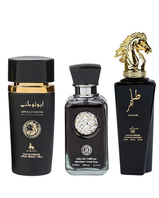 Set 3 Parfumuri Orientale De Barbati - Apollo Mane Black + Crystal Black + Tahir
