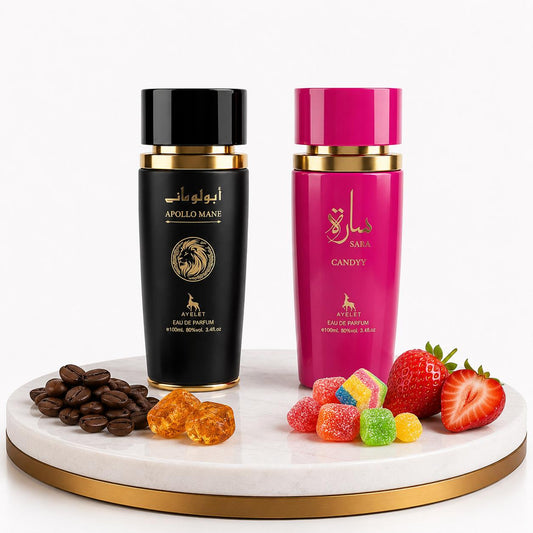 Set 2 Parfumuri Orientale (1x Barbat + 1x Dama) 100ML - Apollo Black + Sara Candy