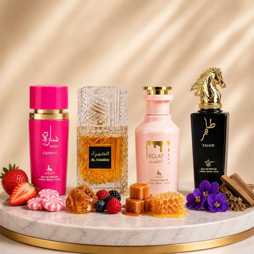 Set 4 Parfumuri Orientale ( 2xDama + 2xBarbat) - Sara Candy + Al Hamra Royal + Eclat + Tahir