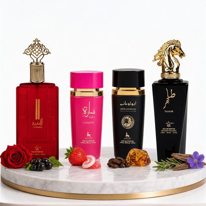 Set 4 Parfumuri Orientale ( 2xDama + 2xBarbat) - Al Khaleej + Sara Candy + Apollo Black + Tahir