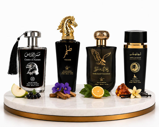 Set 4 Parfumuri Orientale De Barbati 100ML -  Center Al Kanass Silver + Tahir + Ghala Zayed + Apollo Mane Black