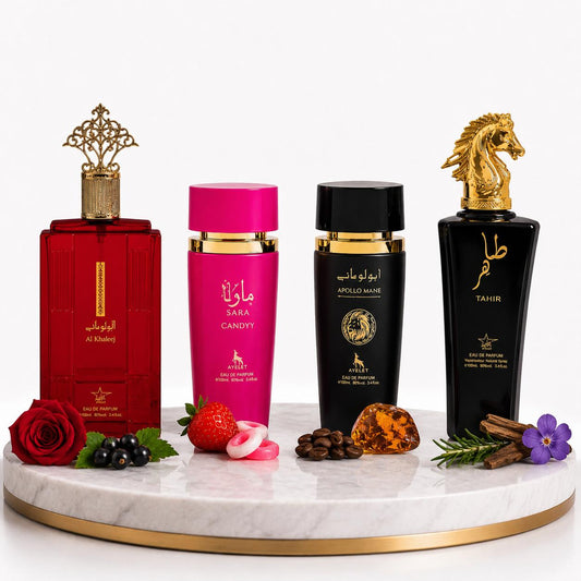 Set 4 Parfumuri Orientale ( 2xDama + 2xBarbat) - Al Khaleej + Sara Candy + Apollo Black + Tahir