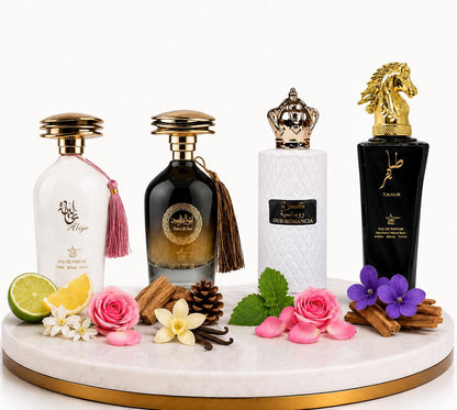 Set 4 Parfumuri Orientale (2 Dama + 2 Barbati) 100 ML - Aliya + Ibda Al Oud + Oud Romancia + Tahir