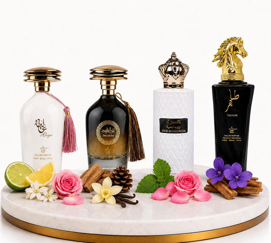 Set 4 Parfumuri Orientale (2 Dama + 2 Barbati) 100 ML - Aliya + Ibda Al Oud + Oud Romancia + Tahir
