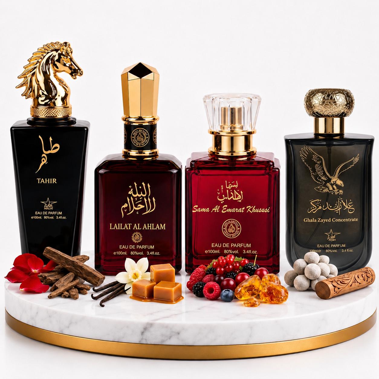 Set 4 Parfumuri Orientale (2x Barbat + 2x Dama) 100ML - Tahir + Lailat Al Ahlam + Sama Al Emarat Khususi + Ghala Zayed