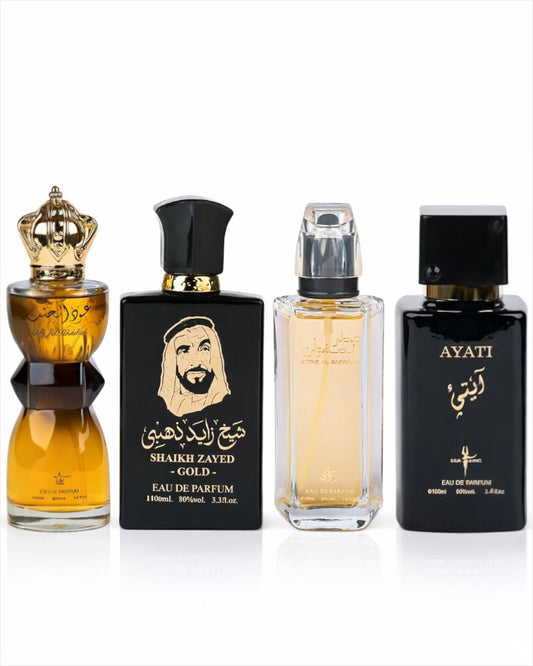 Set 4 Parfumuri Orientale Barbatesti - Oud al Khashab + Sheikh Gold + Attar Al Safwaan + Ayati Black