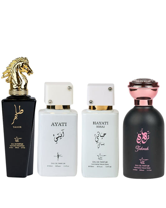Set 4 Parfumuri Orientale ( 2xDama + 2xBarbat) - Tahir + Ayati White + Hayati Nisai + Zahrah